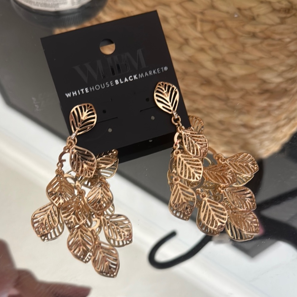 White House Black Market Gold Leaf Earrings